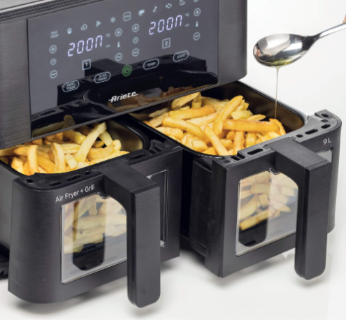 Ariete Digital Air Fryer, 9 Liters , 2400W, Black & Silver - AR-4631 Ariete Digital Air Fryer, 9 Liters , 2400W, Black & Silver - AR-4631